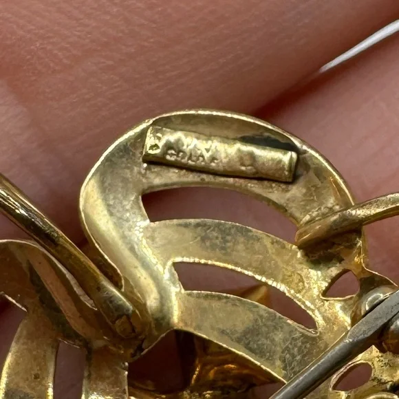 VINTAGE Gold & Crystal Art Nouveau Brooch/Pendant - Picture 9 of 11